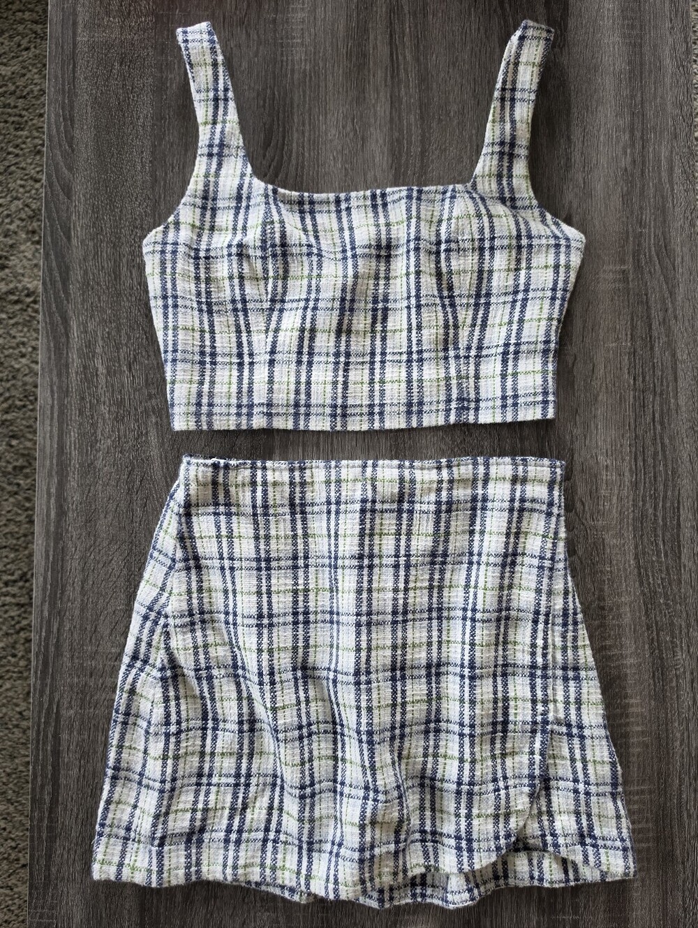 Abercrombie & Fitch Tweed Crop Top & Mini Skirt Matching Set